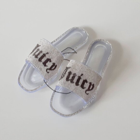 NWT Juicy Couture crystal rhinestone embellished logo flat sandal slides, 8 - Picture 10 of 16